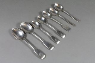 7 various silver teaspoons, 3 ozs,