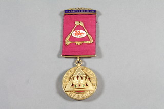 A Masonic silver gilt and enamelled Past First Principals jewel  Wessex Chapter No.3221