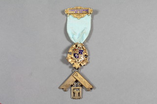 A Masonic silver gilt and enamelled Past Master's jewel Lodge  of Harmony No.255