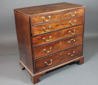 A George III mahogany secretaire chest of drawers fitted a secretaire drawer above a further 3 graduated long drawers on  shaped bracket feet 38.5"h x 36"w x 20"d