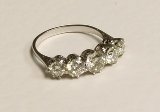 A lady's 18ct white gold dress ring set 5 diamonds approx 1.87ct