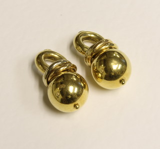 A pair of Italian 18ct gold globular sphere shaped pendants 12.3grams