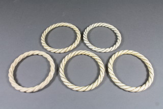 5 rope carved ivory bangles