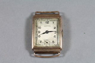 A gentleman's Rotary wristwatch contained in a 9ct gold "tank" shaped case