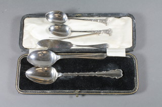 A silver jam spoon, 3 Victorian silver teaspoons, silver butter knife and a Continental silver swizzle stick