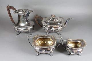 A Victorian Britannia metal 4 piece tea service
