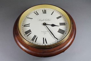 A 19th Century style dial clock, the painted Roman dial bears signature for Knight & Gibbins, London, having fitted quartz  movement, 13" diam.