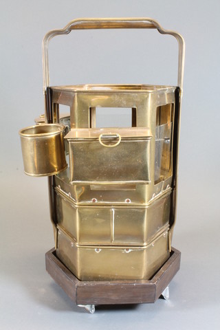 An Oriental brass food carrier 9"