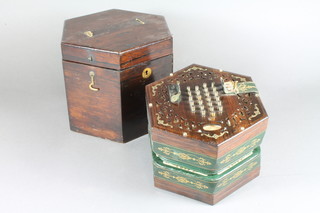 A Wheatstone hexagonal rosewood concertina with 48 buttons,  contained in a rosewood case