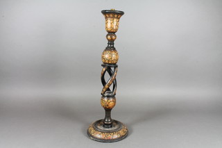 A Moorish lacquered table lamp 16"