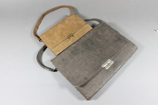 A lady's 1930's Art Deco suede purse by Mappin & Webb  marked Montreal together with a grey suede vanity case