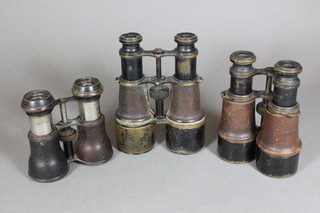 A pair of 19th Century military issue binoculars marked Mk 5 Special 26262 and 2 other pairs of binoculars