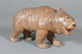 A late 19th Century Bavarian carved beechwood study of a grizzly bear 3"h x 5"l