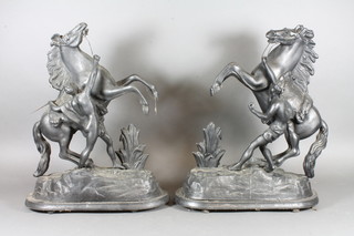 A pair of 19th Century spelter figures of Marley horses 17"