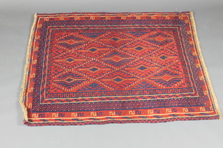 A contemporary Kazak red ground rug 56" x 48"