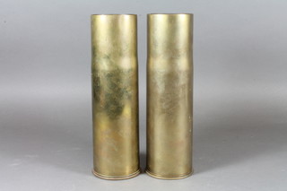 A pair of WWII Continental 75mm shell cases dated 1941