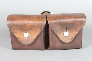A Swiss leather twin compartment ammunition pouch 6.5"