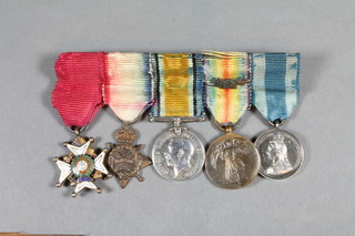 A group of 5 miniature medals comprising military issue companion of the bar 1914-15 Star, British War medal and  Victory medal MID and Victoria 1897 Silver issue Jubilee medal   ILLUSTRATED