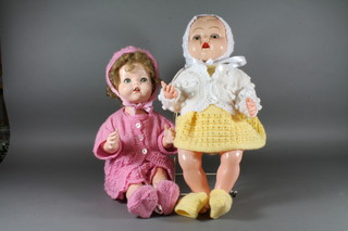 A Pedigree plastic walk-along doll 19" complete with clothing and 1 other plastic doll 19"
