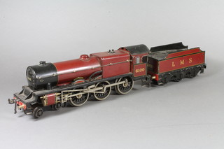 A Bassett-Lowke "O" gauge 4-6-0 clockwork scale model of The Royal Scott in maroon LMS livery, No.6100, together with  tender, boxed 8"l, together with a collection of Bassett-Lowke  "O" gauge track  ILLUSTRATED