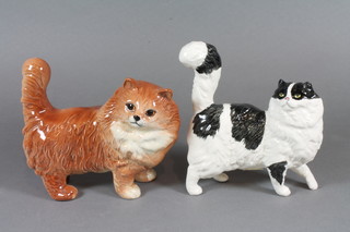 A Royal Doulton study of a standing ginger cat 5" and a black  and white do.