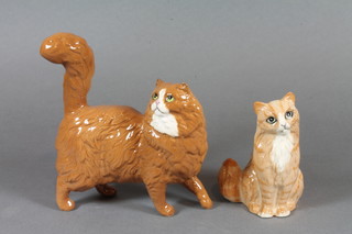 A Royal Doulton study of a standing ginger Cheshire cat 5" and  1 other 4"
