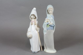 A Lladro figure of a standing girl with Calla Lilies 4650 10" and  1 other Young Shepherdess 4678
