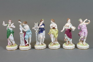 A set of 6 Naples porcelain figures depicting The Arts 5"