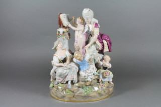 A Meissen allegorical figural group of Arts & Education, the  base with crossed swords mark incised 69163F74 12", some  damage to hands  ILLUSTRATED