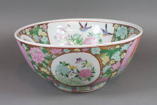 A Chinese style circular porcelain bowl decorated figures 12"  diam.