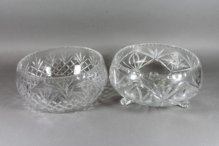A circular cut glass bowl 11" and 1 other 11"