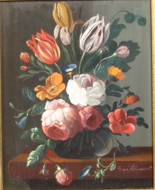 Van Bloemeart, 20th Century School, oil on panel, still life floral study, 9.5"h x 7.5"w