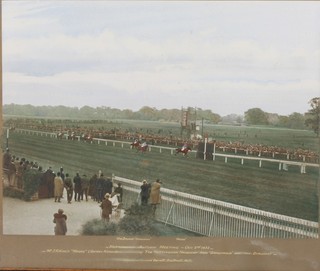 An over painted photograph of the Notting Autumn Meeting Horse Race, October 2nd 1933 within an oak frame 17"h x 23"w