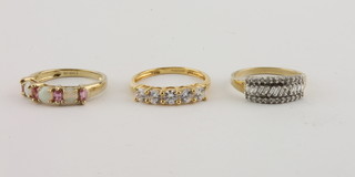 An 18ct gold dress ring and 2 9ct gold dress rings