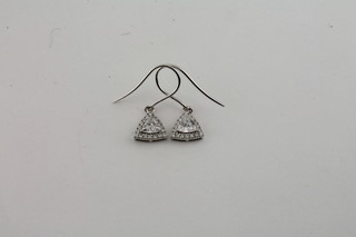 A pair of 18ct white gold triangular shaped earrings approx  1.25ct