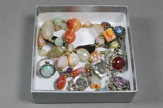 A quantity of polished hardstone costume jewellery