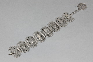 A pierced French silver bracelet decorated scenes of Paris