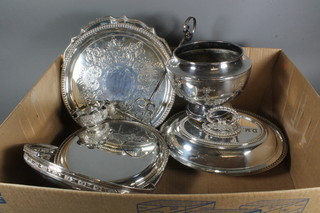 A silver plated salver and a quantity of silver plated items