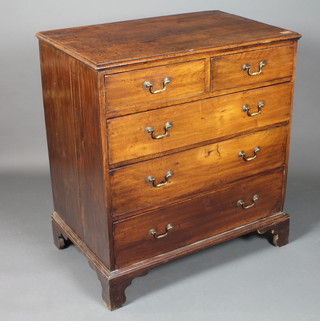An early George III mahogany chest of 2 short above 3 long graduated drawers, raised on bracket feet 38"h x 35"w x 23"d