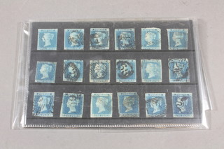 A collection of 23 GB no.1841 penny red stamps and 44 no.1841  two penny blues, mainly 2 and 3 margins