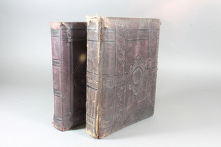 2 Victorian red leather bound photograph albums