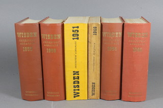 6 Wisden Cricketers Almanac, years including 1946, 1951, 1954 and 1958