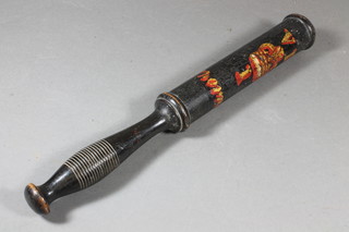 A Victorian turned and painted wooden Police truncheon/tip staff with VR cypher and marked 1 Thornton