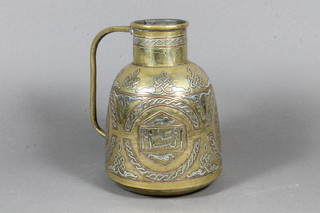 A 19th Century Safavid bi-metallic jug with Kufic script decoration 6"