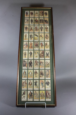 3 sets of framed cigarette cards - Dickensian characters and 1  other - cats