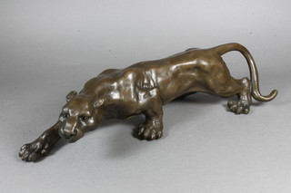 After A Barye, a bronze study of crawling jaguar, 15"l   ILLUSTRATED