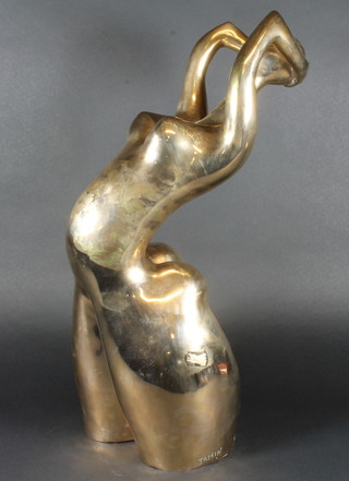 Philippe Jamin, French, contemporary, "Femme Soleil", a  polished bronze figural study of a female nude. Signed, 19"h   ILLUSTRATED