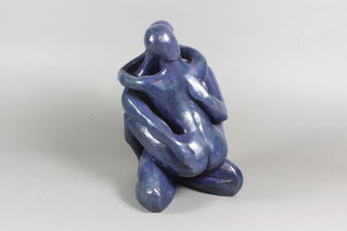 Philippe Jamin, French, contemporary, a blue patinated bronze figural study of entwined lovers. Signed, with foundry mark  9.25"h