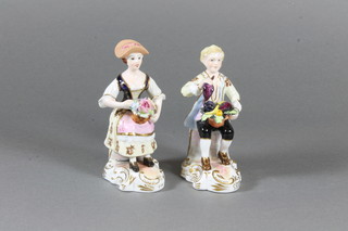 2 Royal Crown Derby porcelain figures by Edward Drew - fruit seller and flower seller 4"