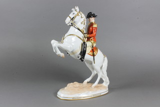 Augarten, a Vienna porcelain figure, study of a Lipizzaner horse from the Spanish Riding School performing the dressage  movement Courbette, 11"